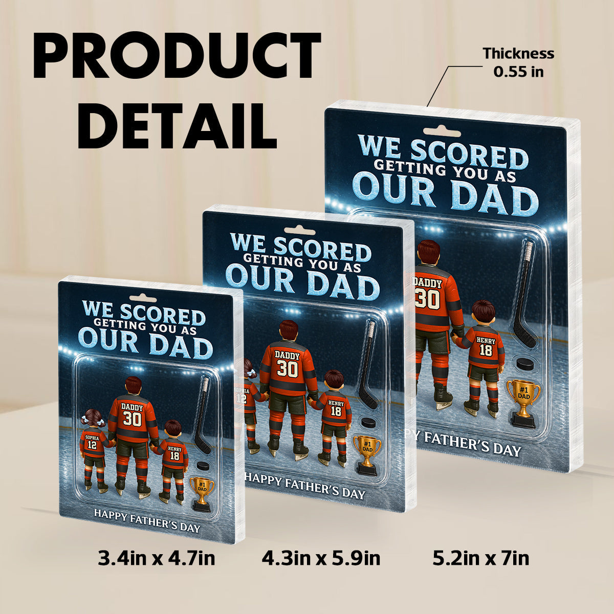 Hockey Dad We Scored Getting You As Our Dad - Personalized Acrylic Block Plaque -  Gift For Hockey Dad, Husband