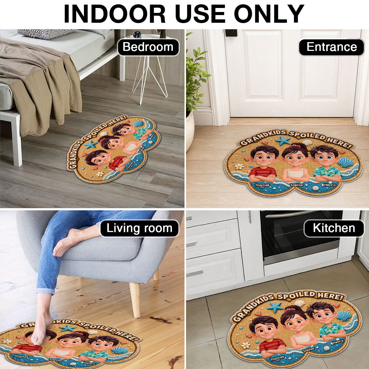 Grandkids Spoiled Here - Personalized Doormat - Gift For Grandparents, Summer Decor