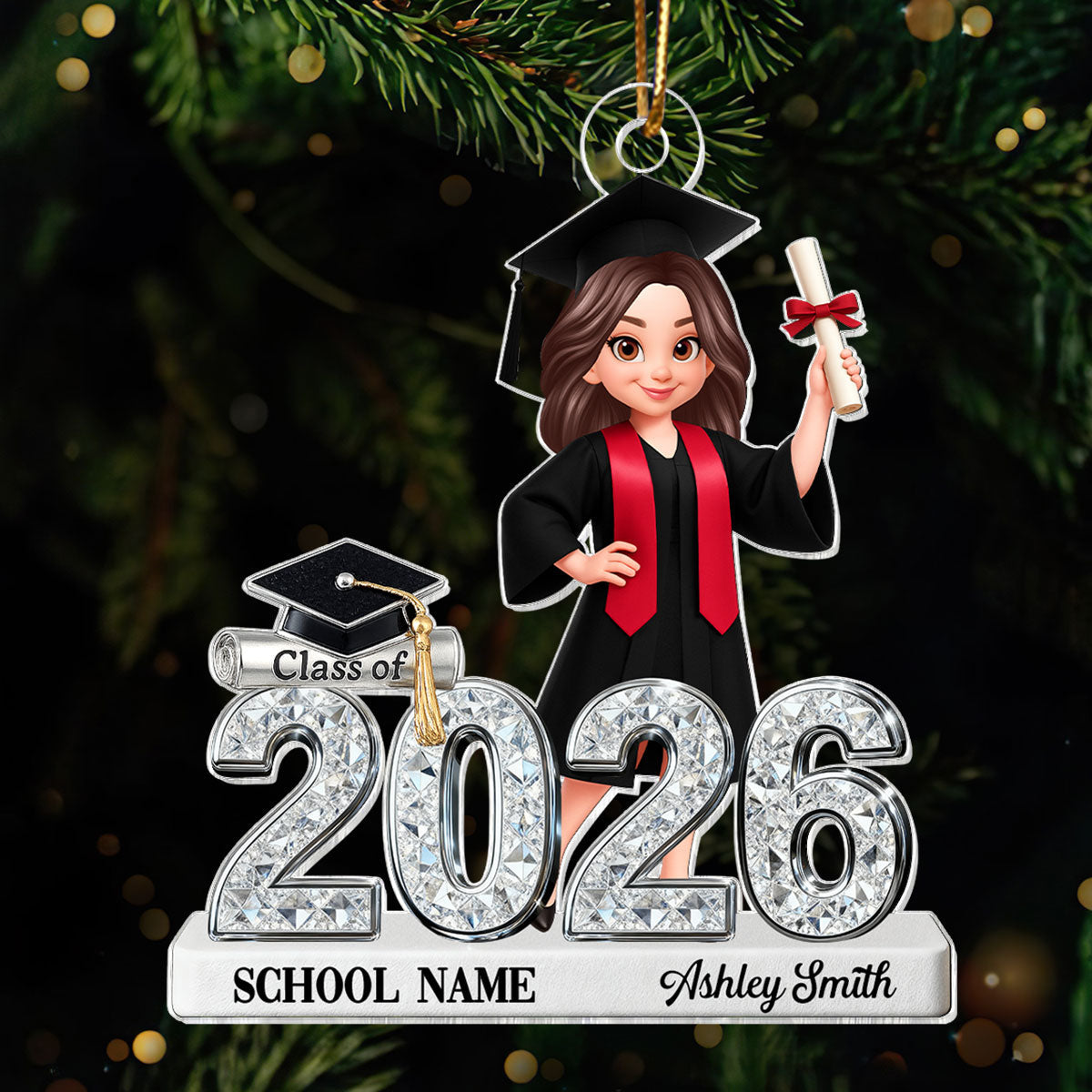 3D Shiny Effect Class Of 2025 2026 Senior - Personalized Acrylic Ornament
