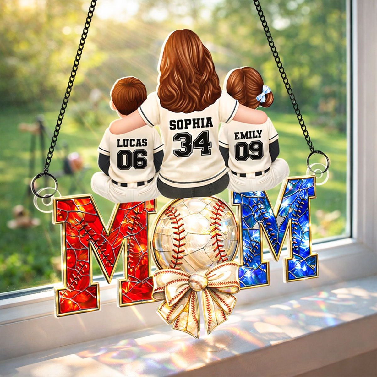 Baseball Mom - Personalized Acrylic Suncatcher - Mother's Day Gift for Mom, Wife