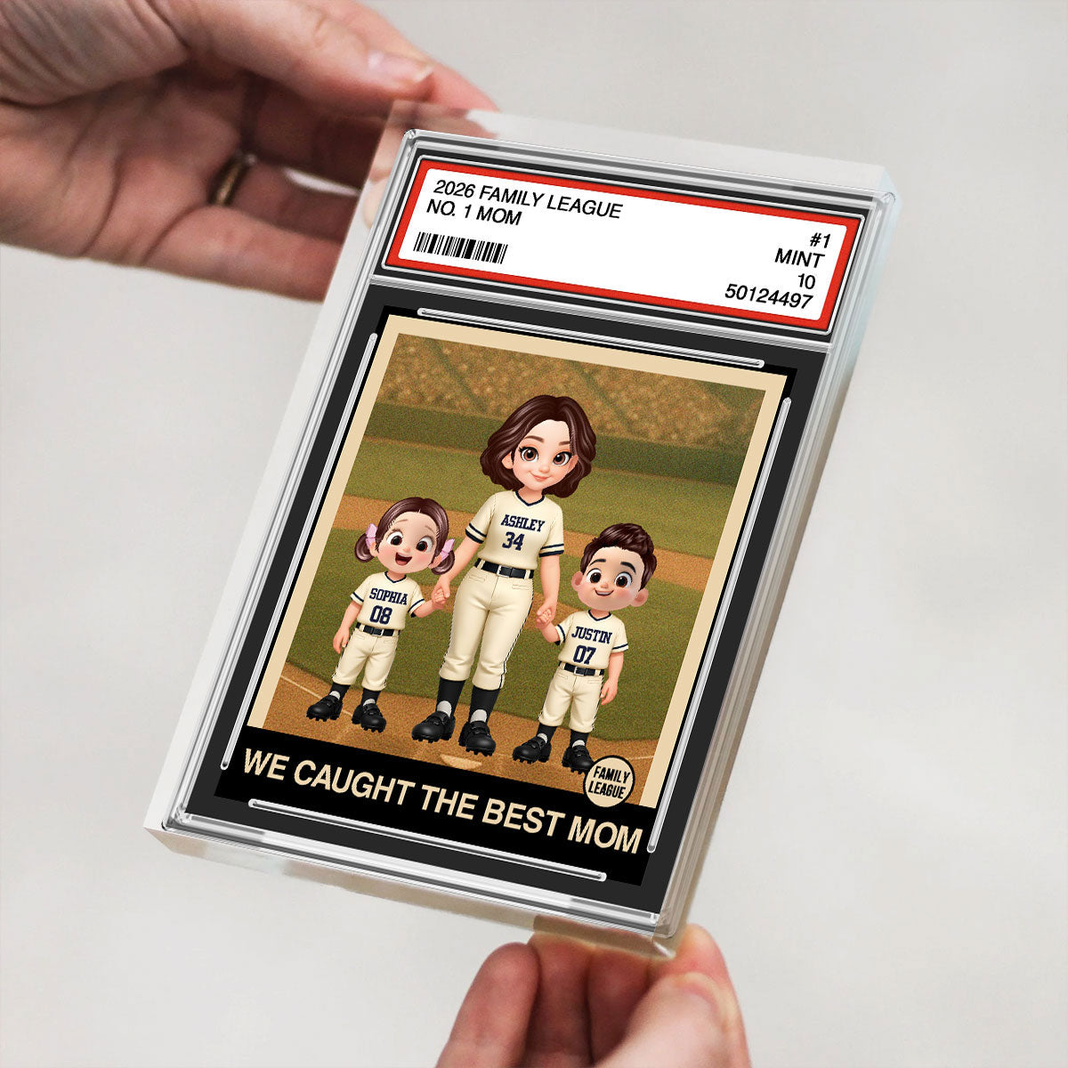 I Caught the Best Mom Baseball Mom Trading Card - Personalized Acrylic Block Plaque - Heartfelt Gift for Mom, Wife