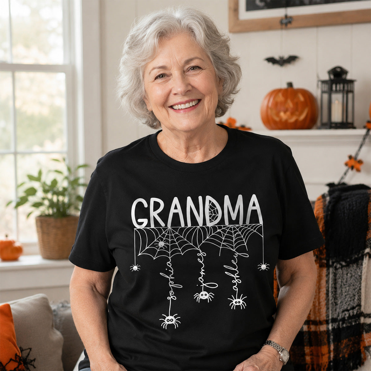 Grandma Mom Spooky Spiders - Personalized Shirt - Halloween Gift