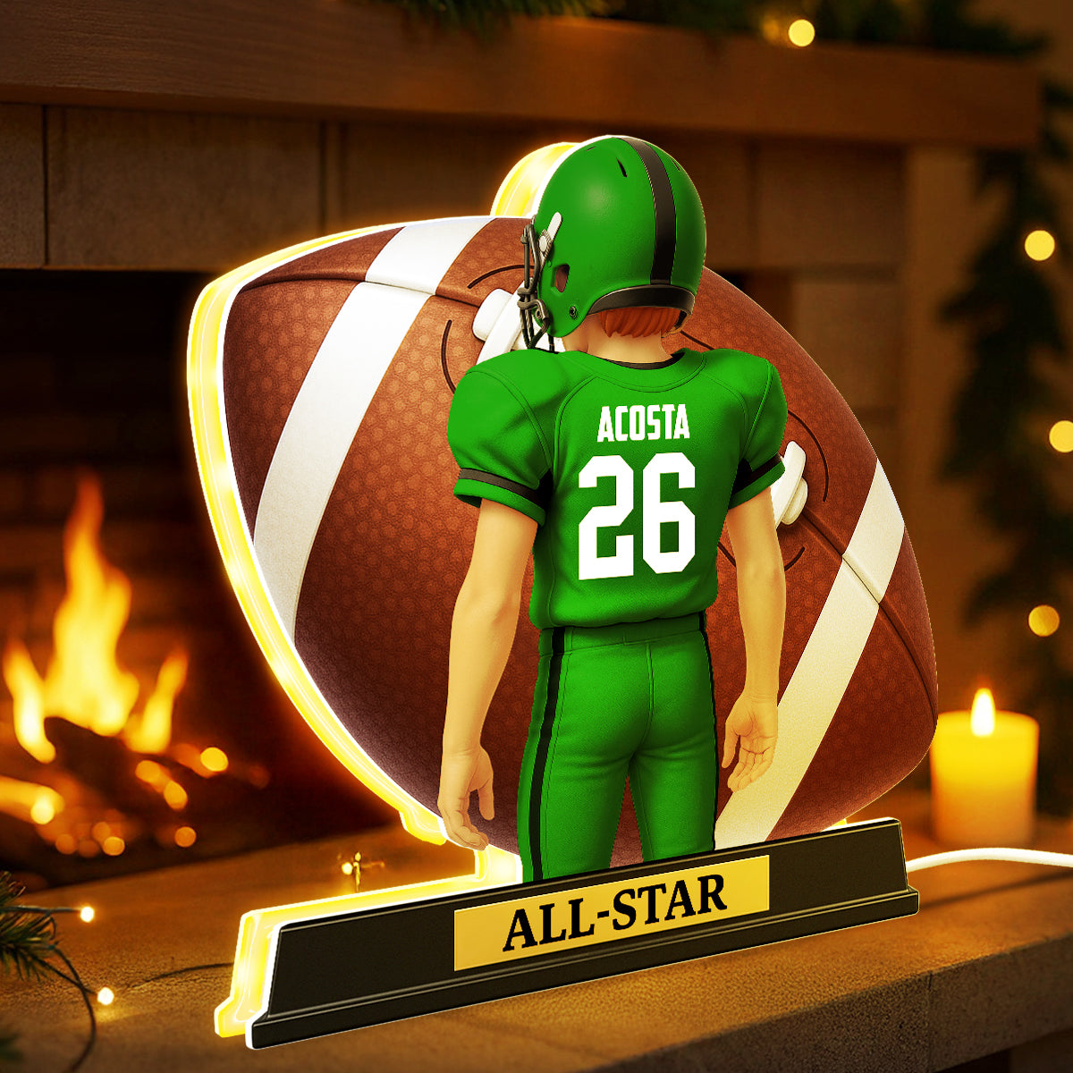 3D Effect Football Teenager Player - Personalized Light Box - Christmas Gift For Teen Boy, Son, Grandson