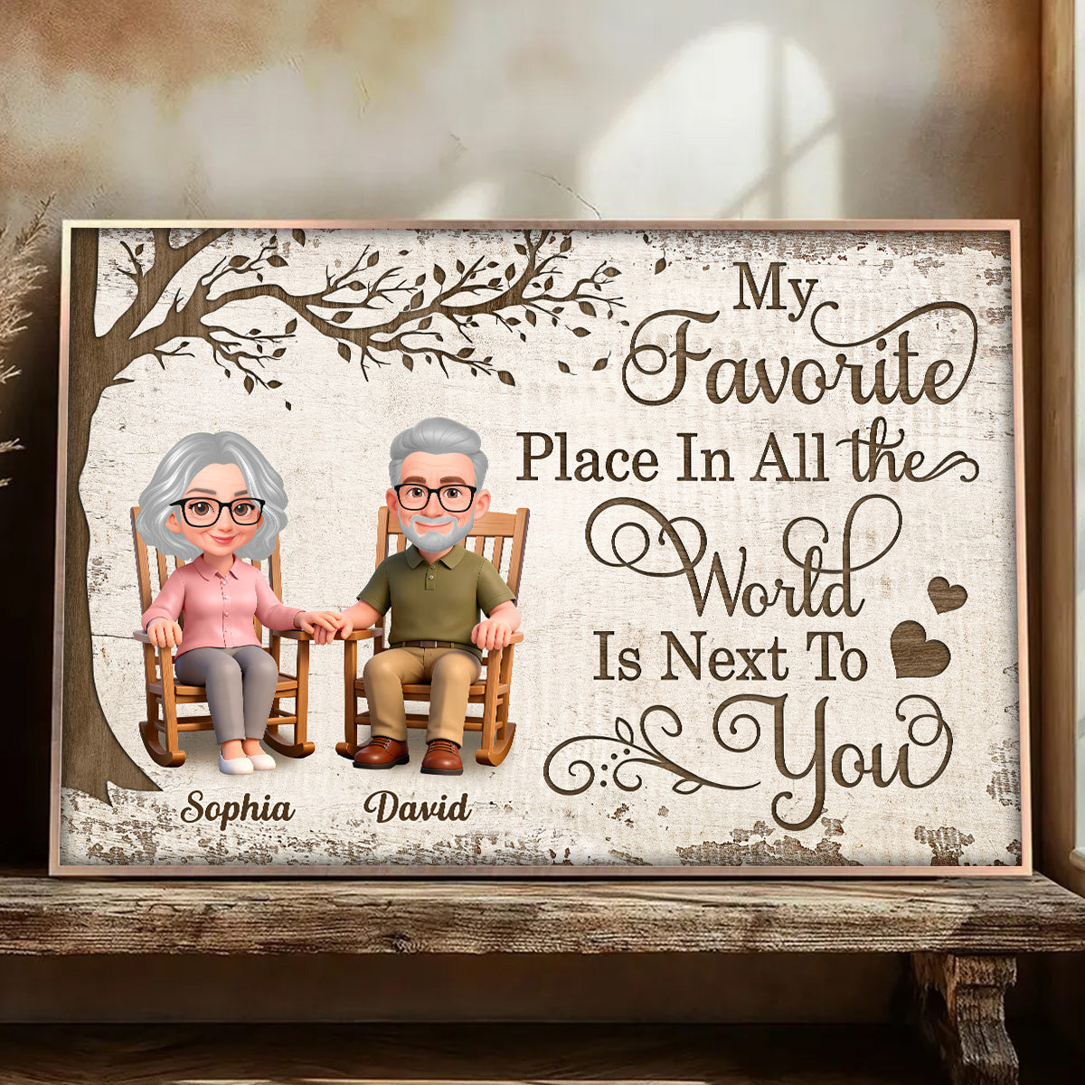 Eternal Love Couple On Rocking Chair - Personalized Poster - Valentine's Day Gift For Couple