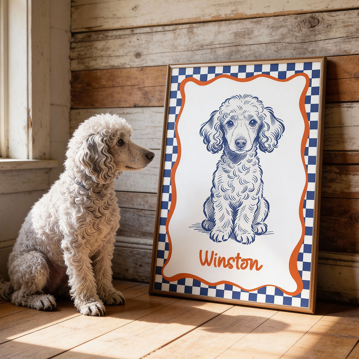 Custom Doodle Dog Portrait Minimalist, Unique Dog Art - Personalized Poster - Retro Pet Prints Gift