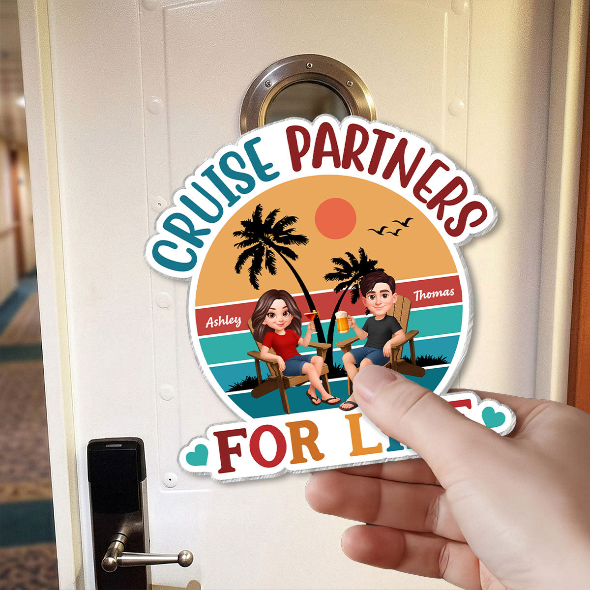 Couple Retro Life Is Better On A Cruise - Personalized Cruise Ship Door Magnet - Summer Cruise Ship Door Decorations