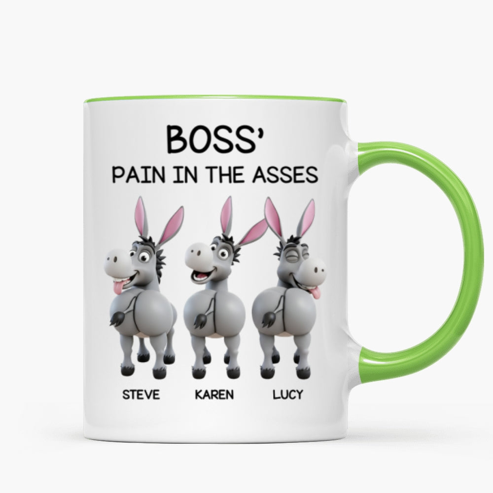 Funny Boss Christmas Pain in the Asses - Personalized Mug - Custom Employee Gift Exchange, White Elephant Gift
