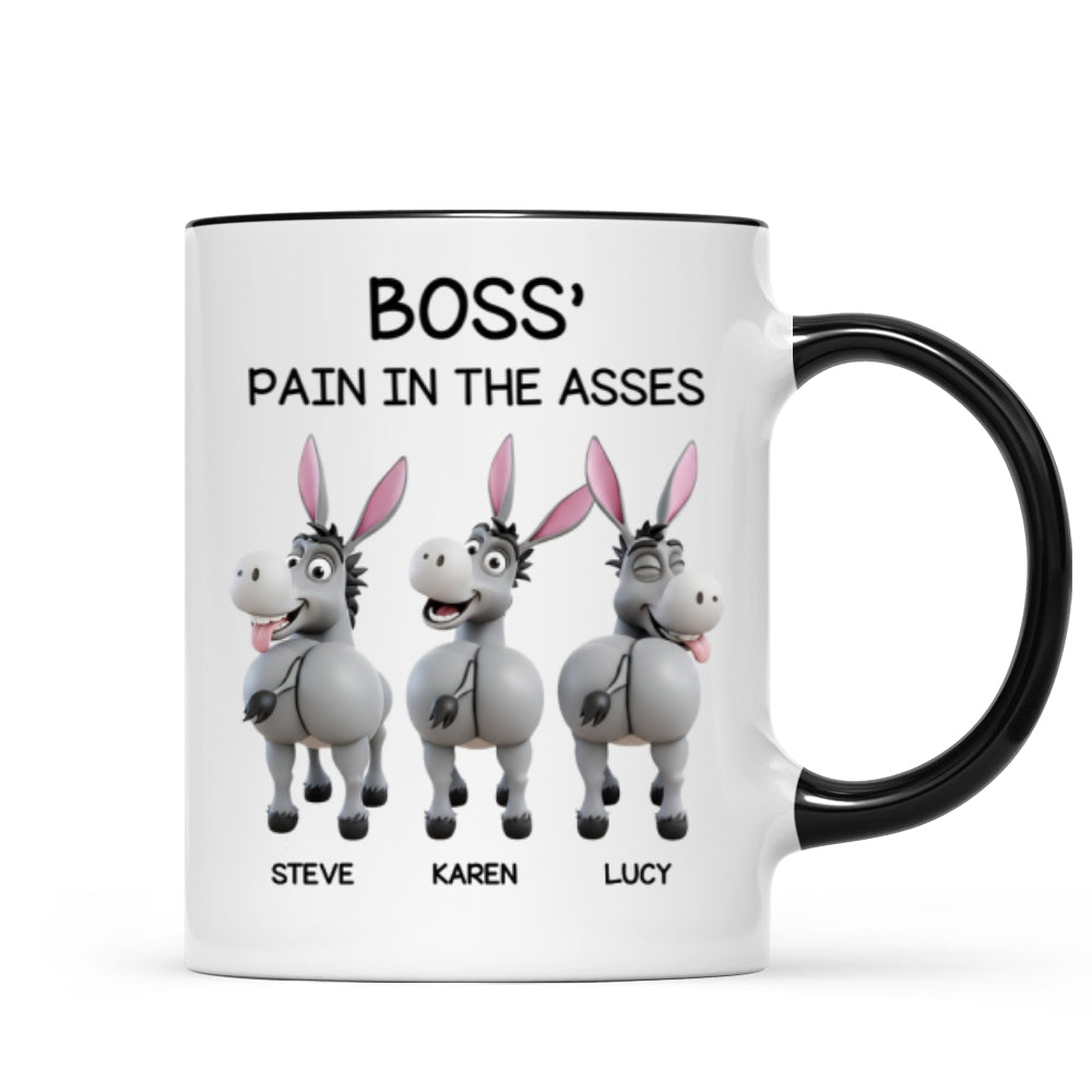 Funny Boss Christmas Pain in the Asses - Personalized Mug - Custom Employee Gift Exchange, White Elephant Gift