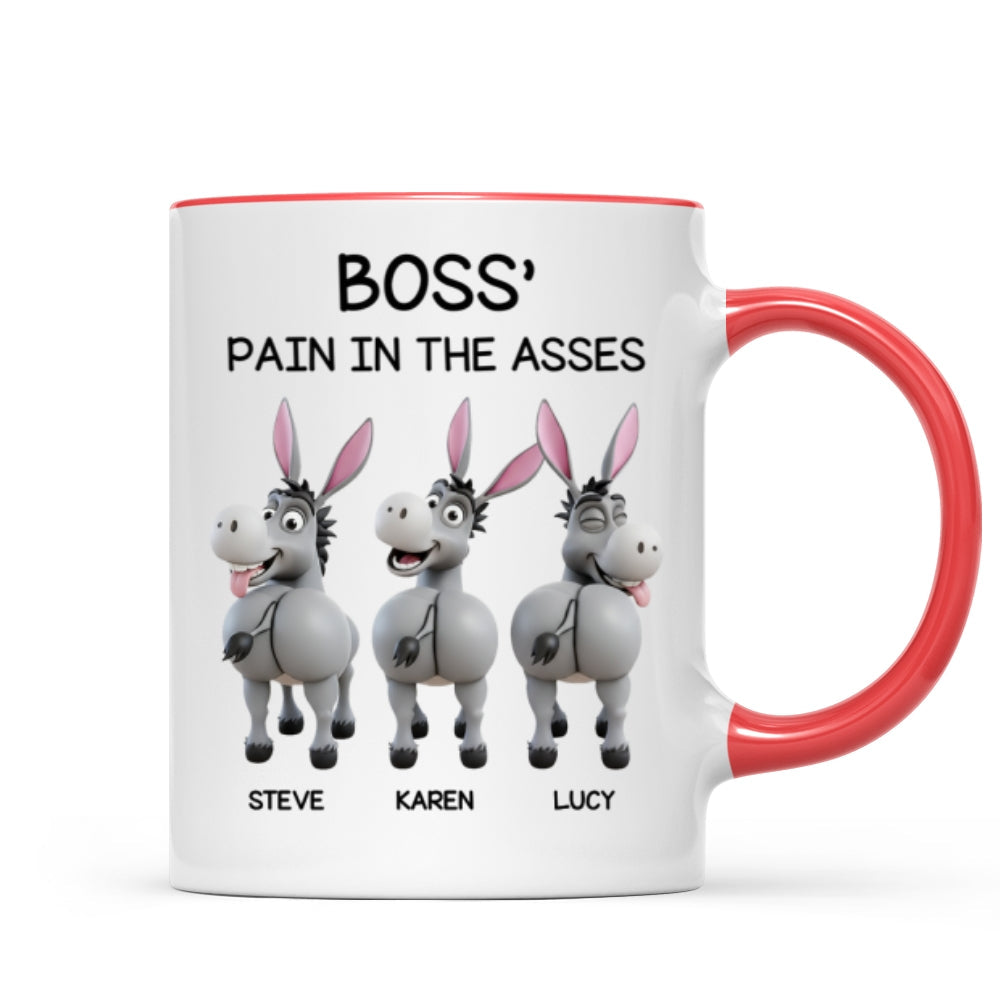 Funny Boss Christmas Pain in the Asses - Personalized Mug - Custom Employee Gift Exchange, White Elephant Gift