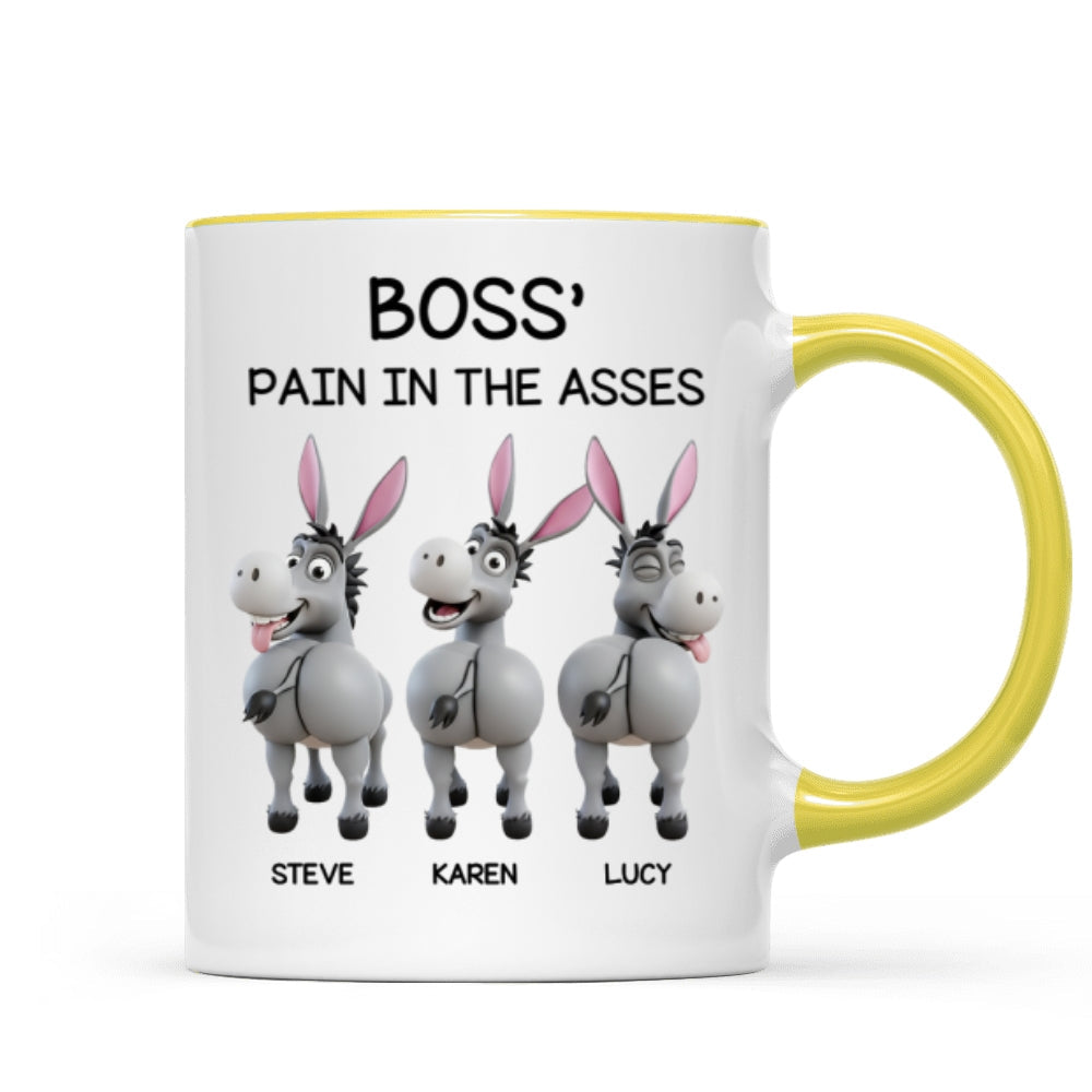 Funny Boss Christmas Pain in the Asses - Personalized Mug - Custom Employee Gift Exchange, White Elephant Gift