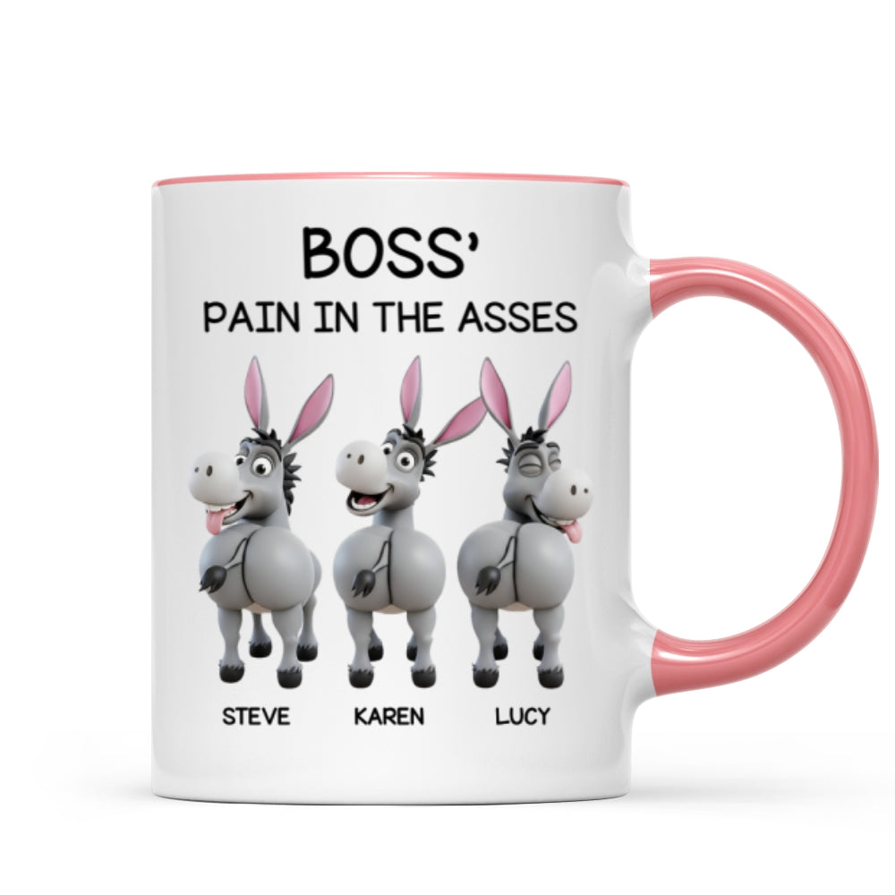 Funny Boss Christmas Pain in the Asses - Personalized Mug - Custom Employee Gift Exchange, White Elephant Gift
