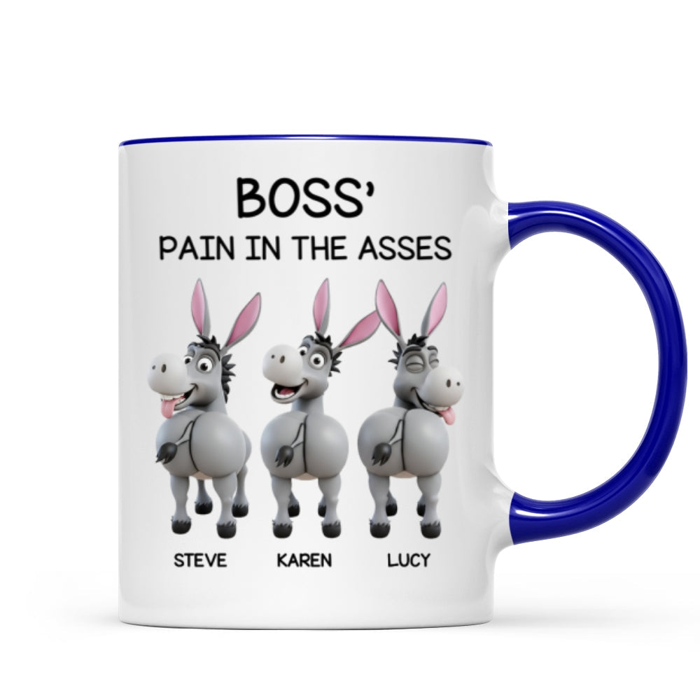 Funny Boss Christmas Pain in the Asses - Personalized Mug - Custom Employee Gift Exchange, White Elephant Gift