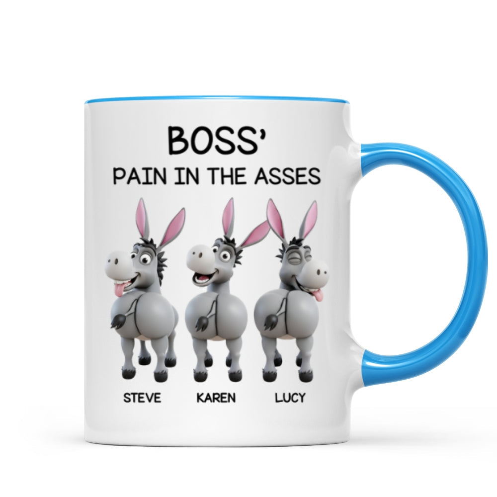 Funny Boss Christmas Pain in the Asses - Personalized Mug - Custom Employee Gift Exchange, White Elephant Gift