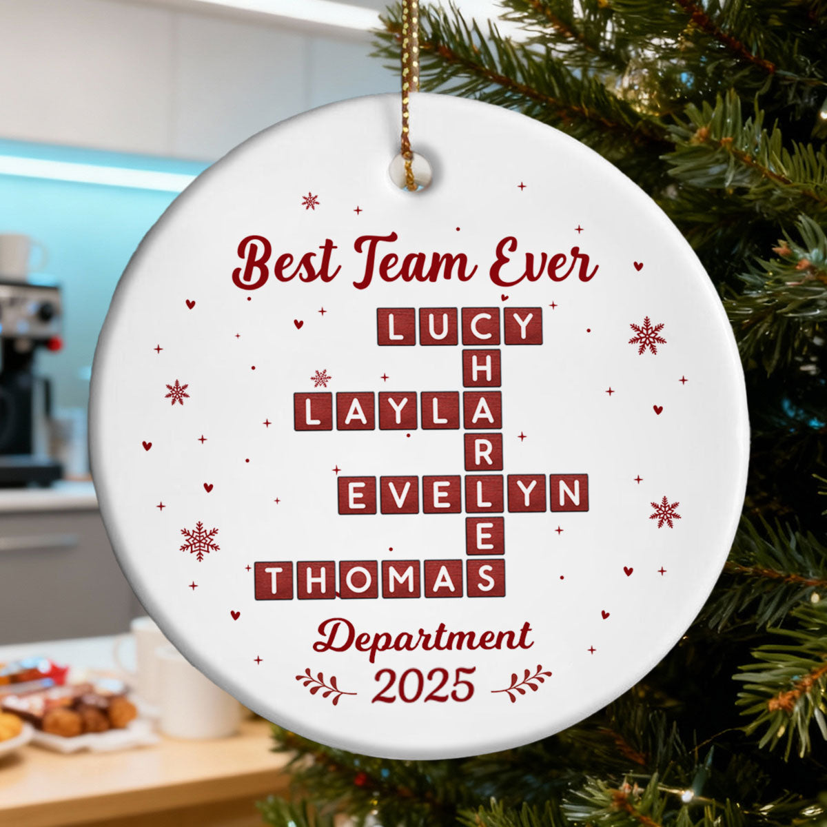 Best Team Ever Crossword Puzzle - Personalized Ceramic Ornament - Coworkers, Colleagues Gift Exchange