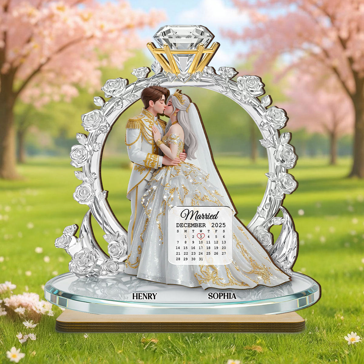 The Eternal Ring of Love - Personalized 2-Layered Wooden Plaque - Valentine's Gift For Him, For Her, For Couple