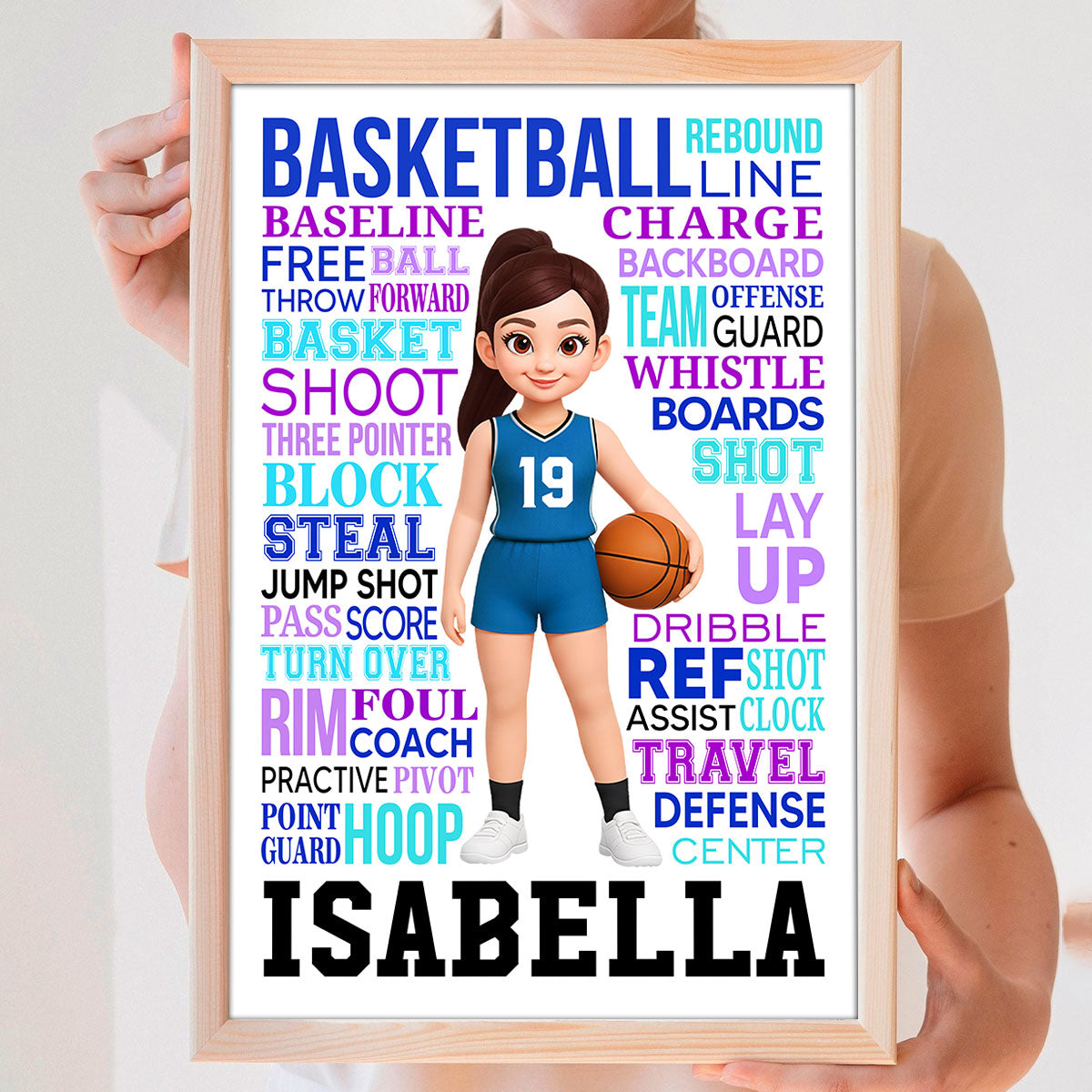 Typography Art Basketball Boy Girl - Personalized Poster - Gift For Basketball Lovers