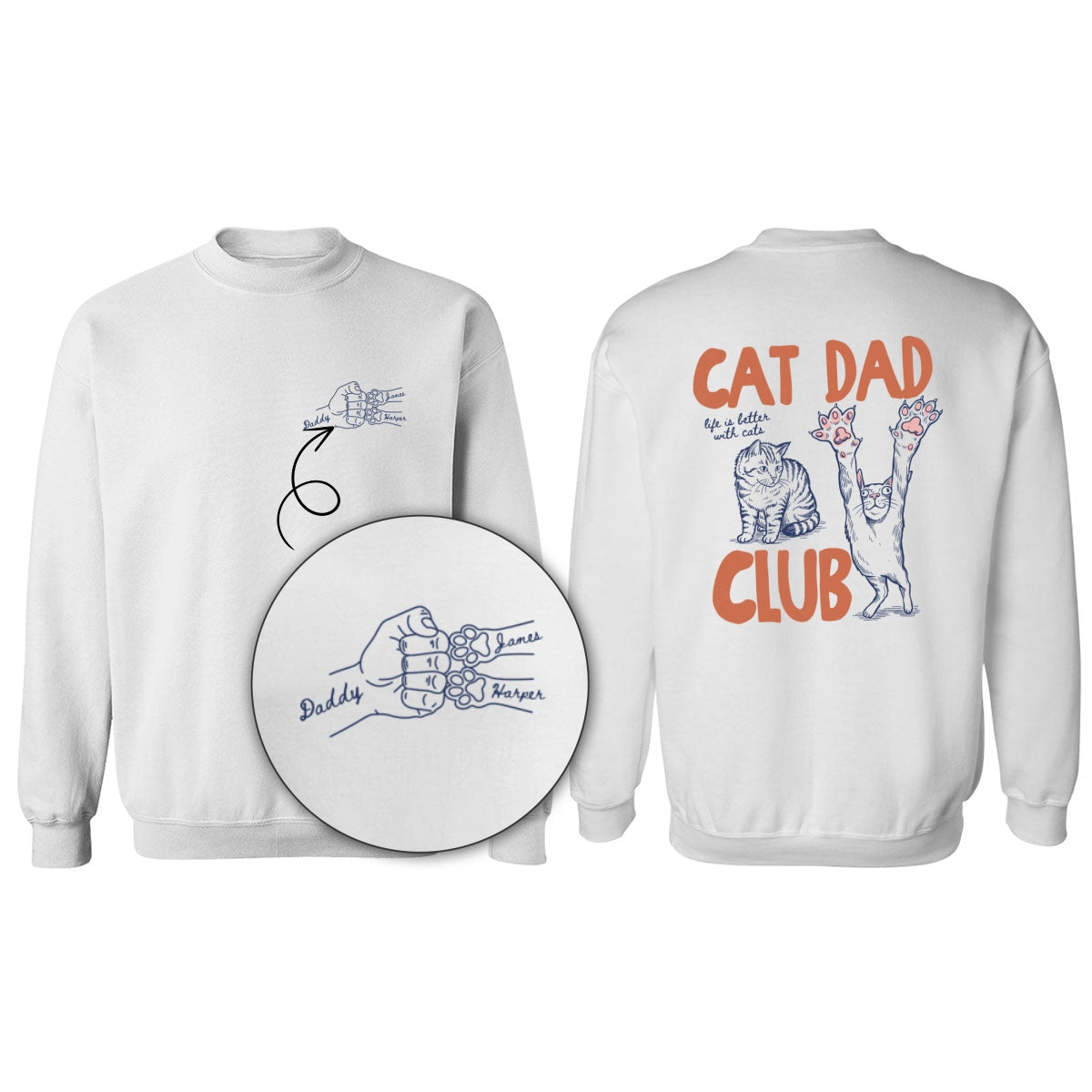 Cat Dad Club Trending Orange Blue Theme - Personalized Shirt - Father's Day Gift For Cat Dad