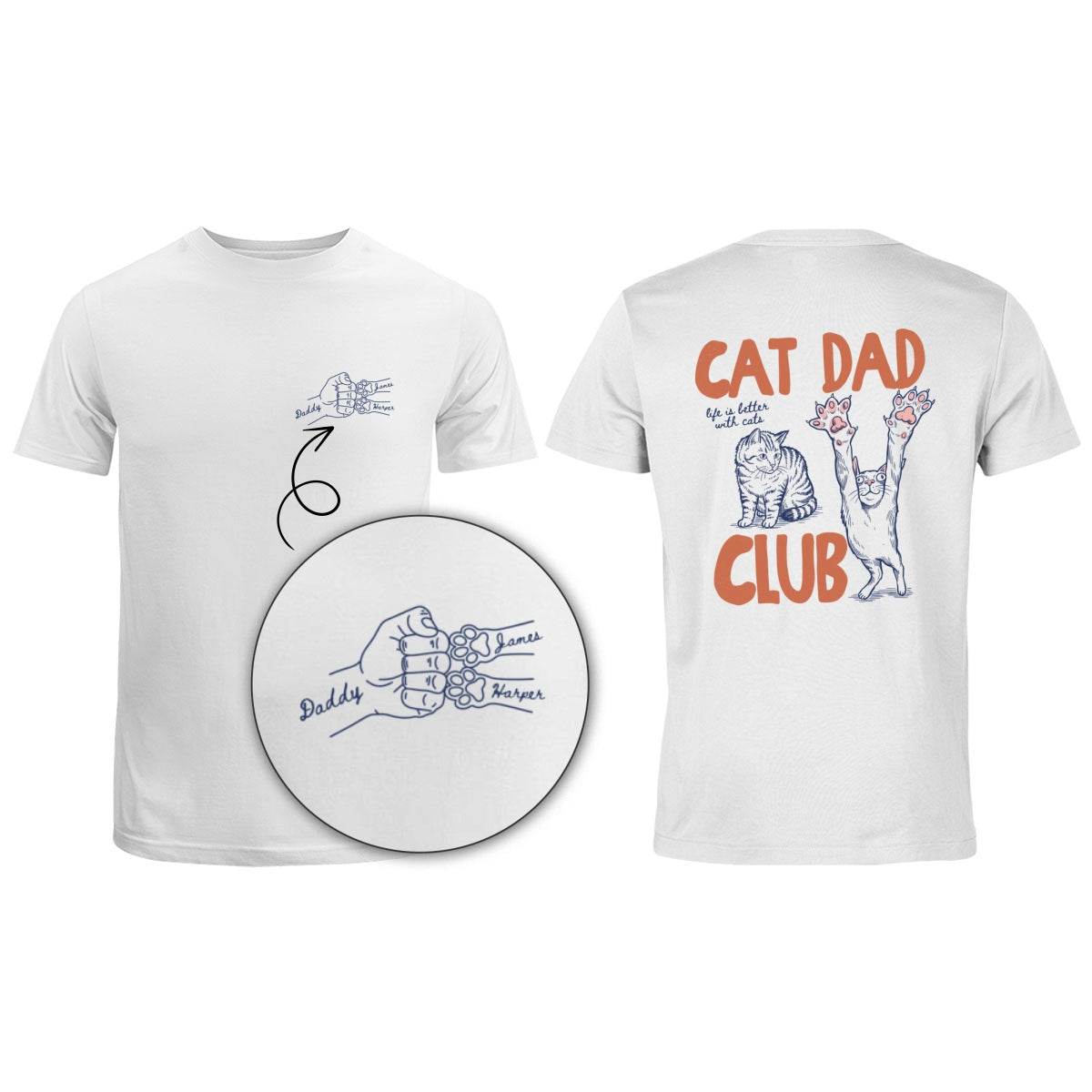 Cat Dad Club Trending Orange Blue Theme - Personalized Shirt - Father's Day Gift For Cat Dad