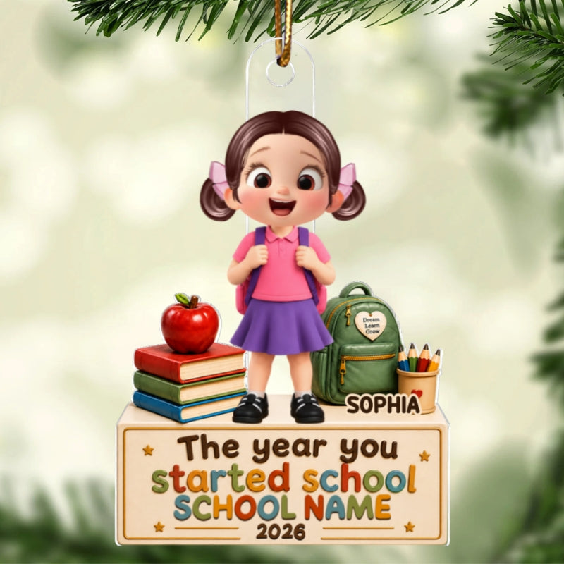 The Year You Started School - Personalized Acrylic Ornament - First Day of School Keepsake, School Starter Gift For Little Boy, Girl