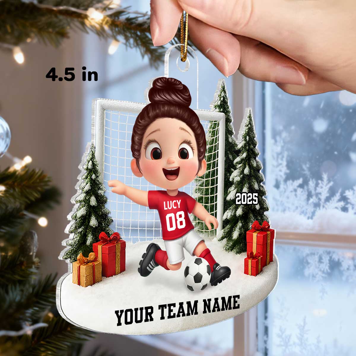 3D Effect Kid Soccer Player - Personalized Acrylic Ornament - Gift For Soccer Lovers, School Soccer Team