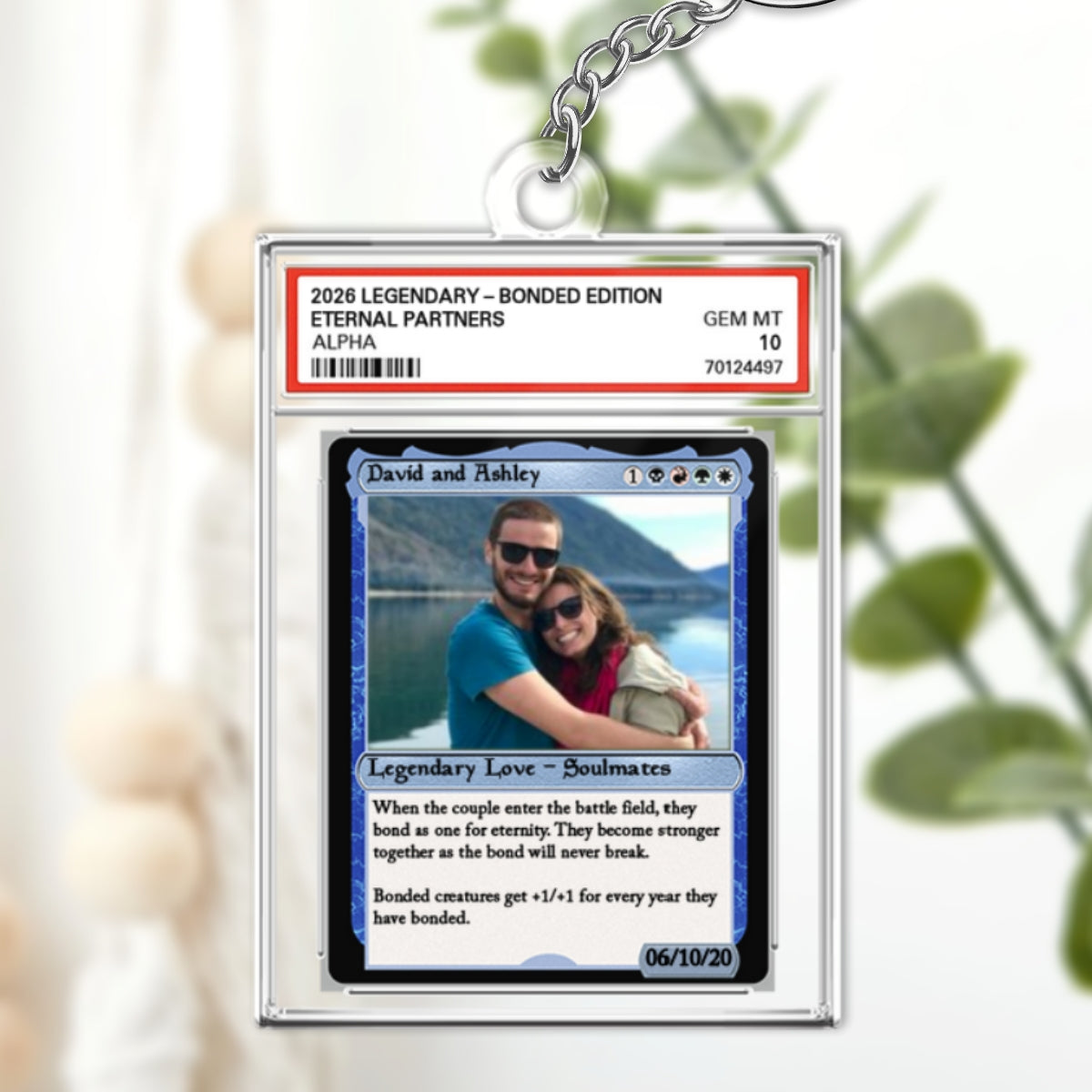 Custom Photo Fantasy Trading Card Style - Personalized Acrylic Keychain - Valentine's Day, Anniversary Gift For Him, For Her