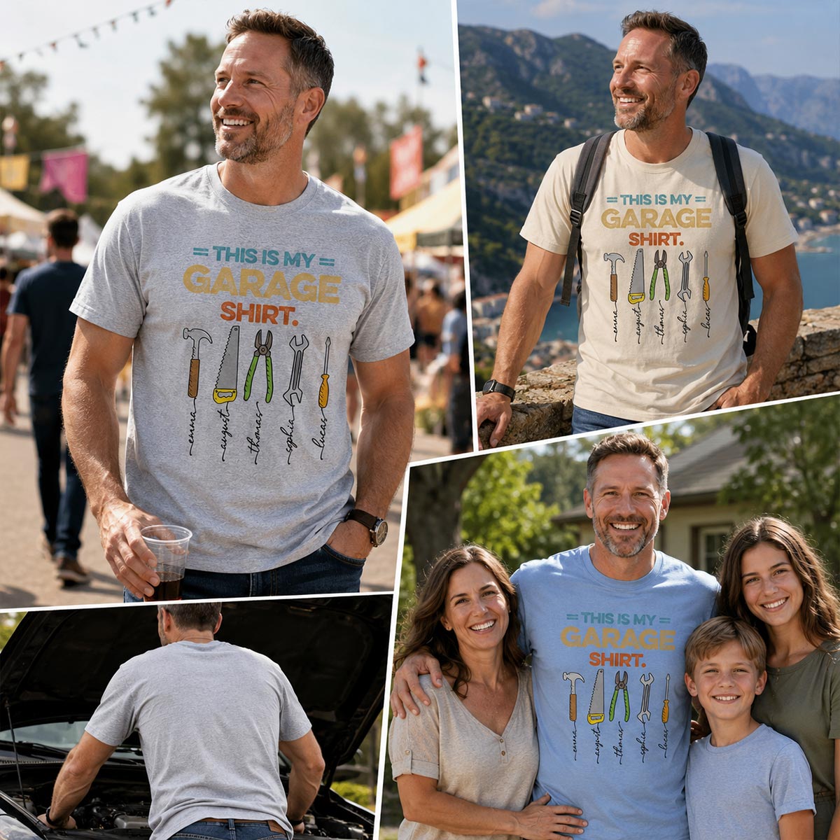 This Is My Garage Shirt Custom Kids Name - Personalized Shirt - Father's Day Gift For Mechanic Dad, Grandpa
