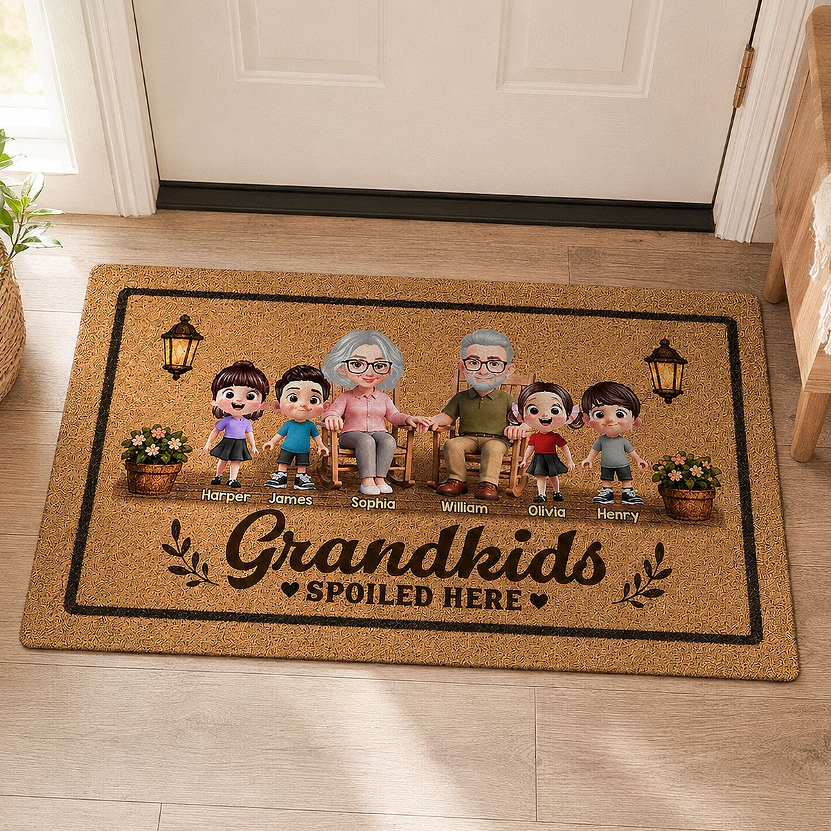 Grandkids Spoiled Here Grandparents & Grandkids - Personalized Doormat - Home Decor Gift For Grandparents