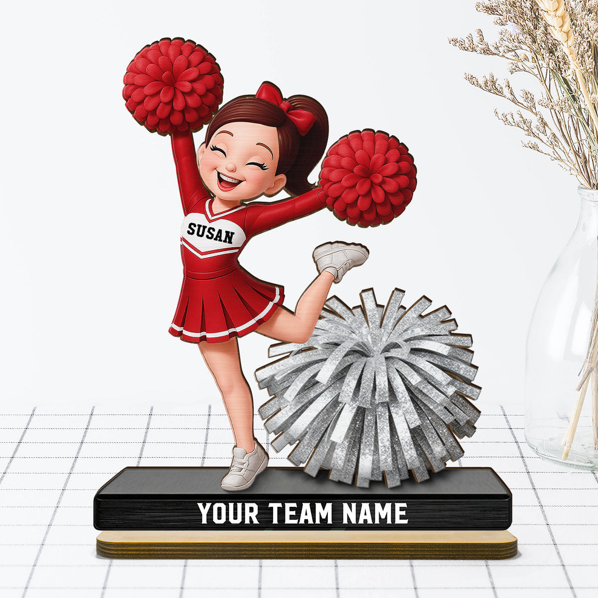Proud Cheerleader - Personalized 2-Layered Wooden Plaque - Gift For Cheerleaders