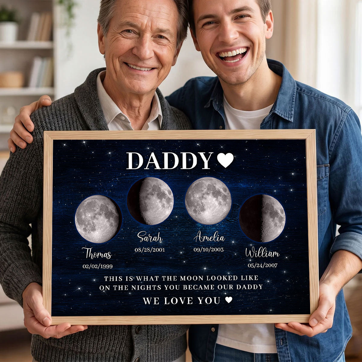 The Days You Became Our Daddy, Custom Moon Phase by Date - Personalized Poster - Father's Day Gift for Dad, Husband