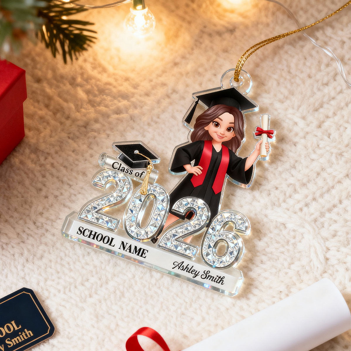 3D Shiny Effect Class Of 2025 2026 Senior - Personalized Acrylic Ornament