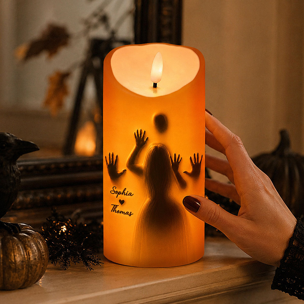 Can’t Keep My Hands Off You Naughty Couple Silhouette - Personalized LED Candle - Funny Gift For Couples