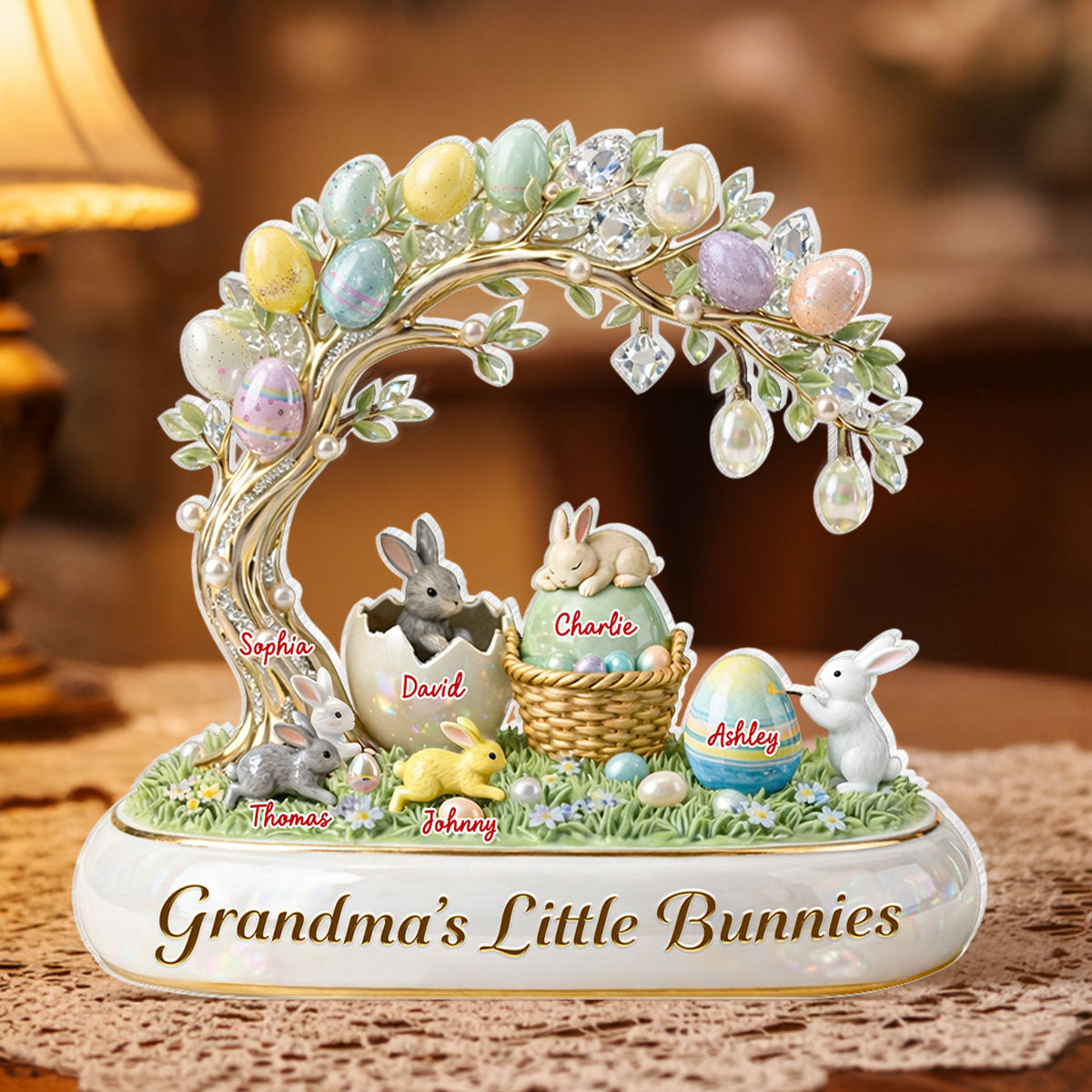 Grandma's Little Bunnies Easter Eggs - Personalized Acrylic Block Plaque - Easter Decor Gift for Grandma, Mom