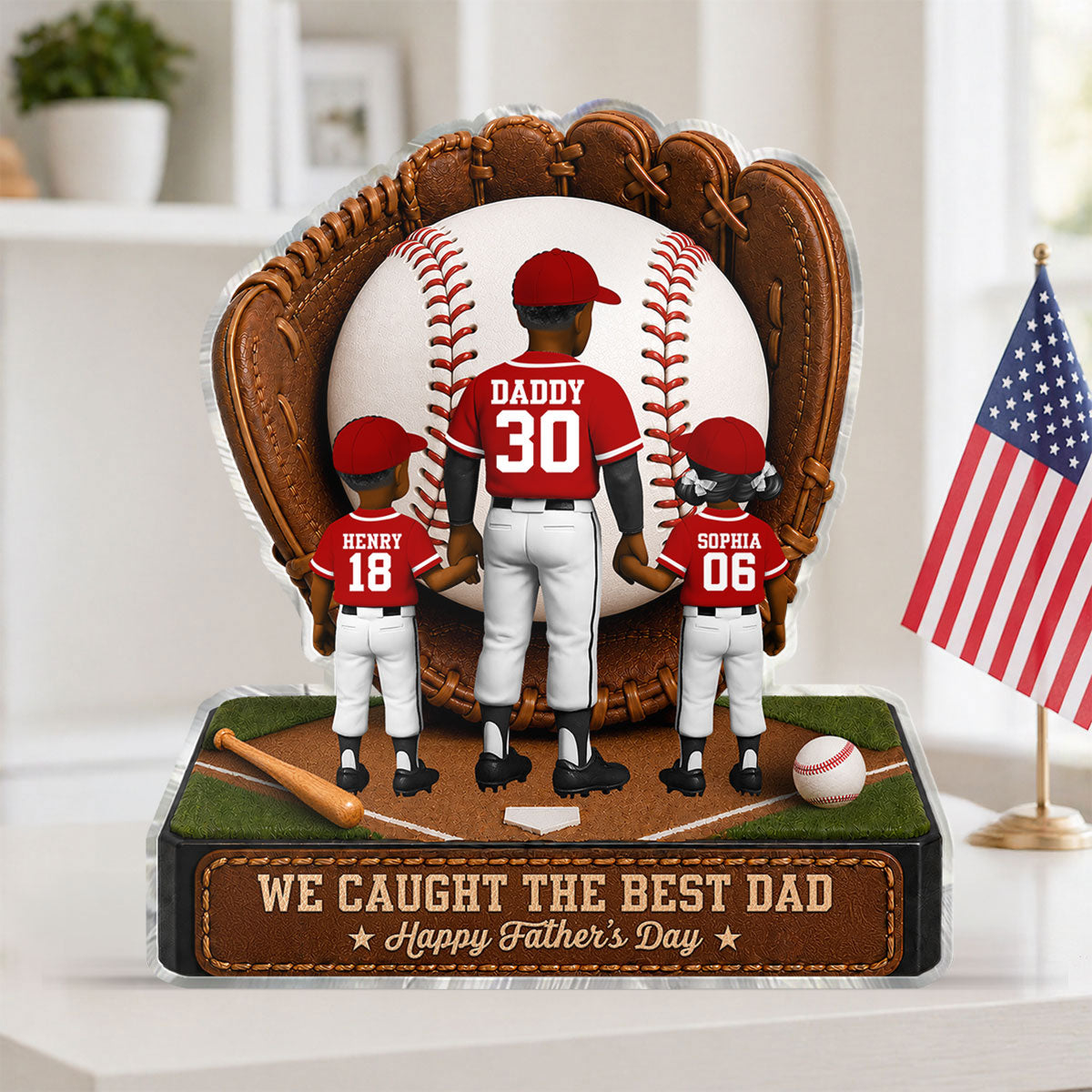Baseball Dad Legend We Caught The Best Dad - Personalized Acrylic Block Plaque -  Gift For Dad
