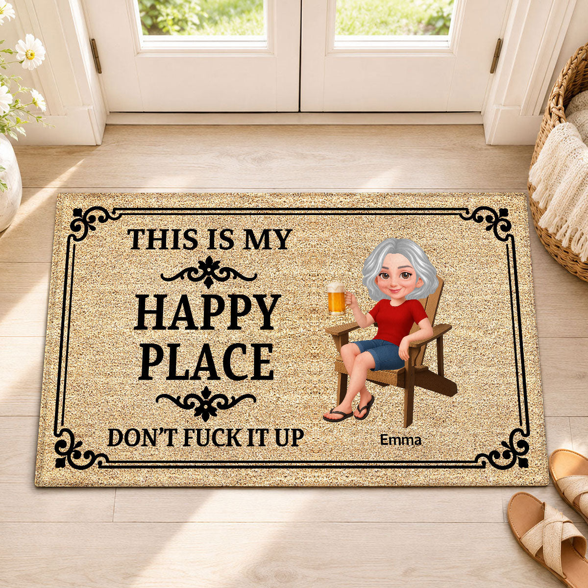 Couple This Is Our Happy Place - Personalized Doormat - Funny Sarcasm House Decoration