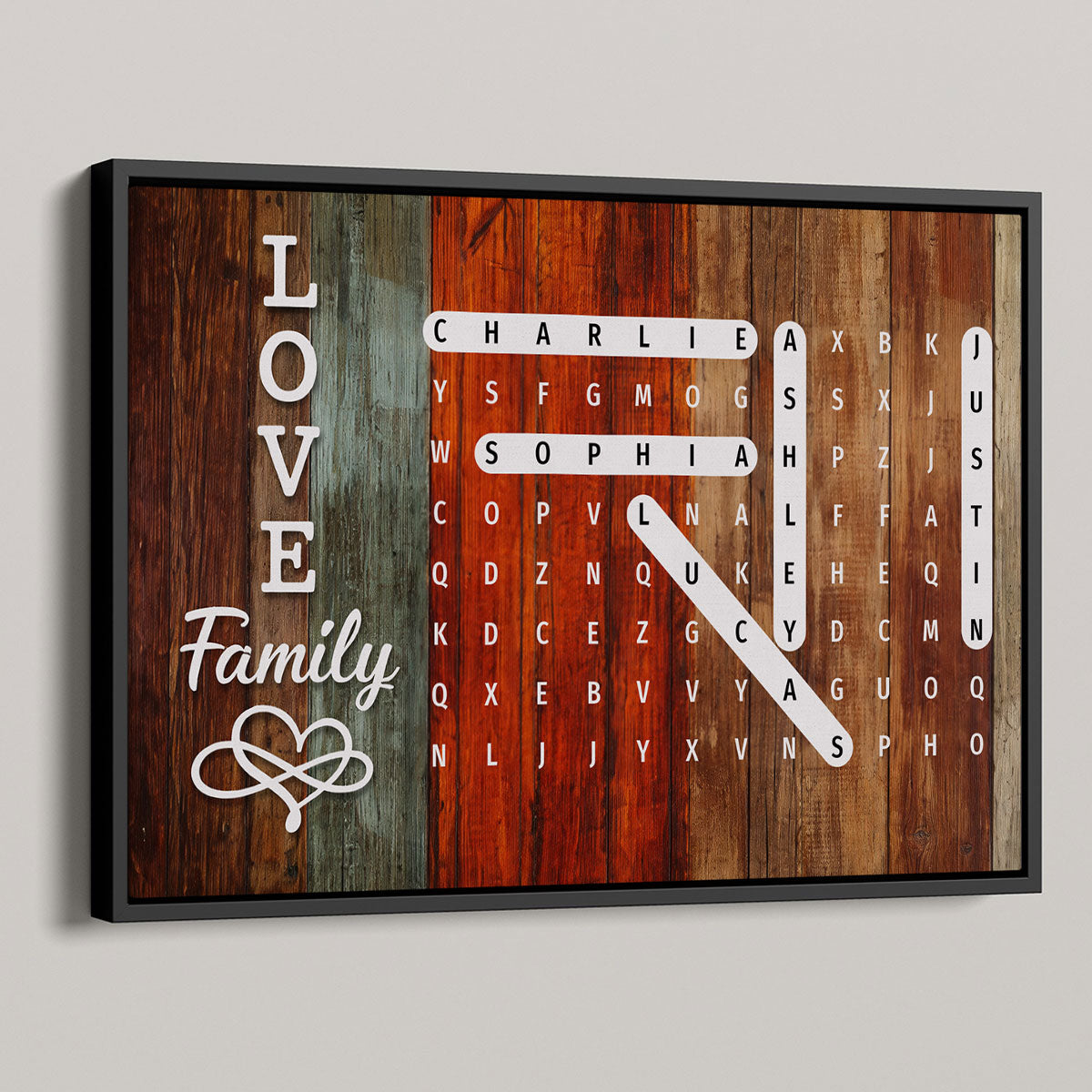 Family Name World Search Puzzle - Personalized Poster - Mother's Day Gift, Gift For Mom