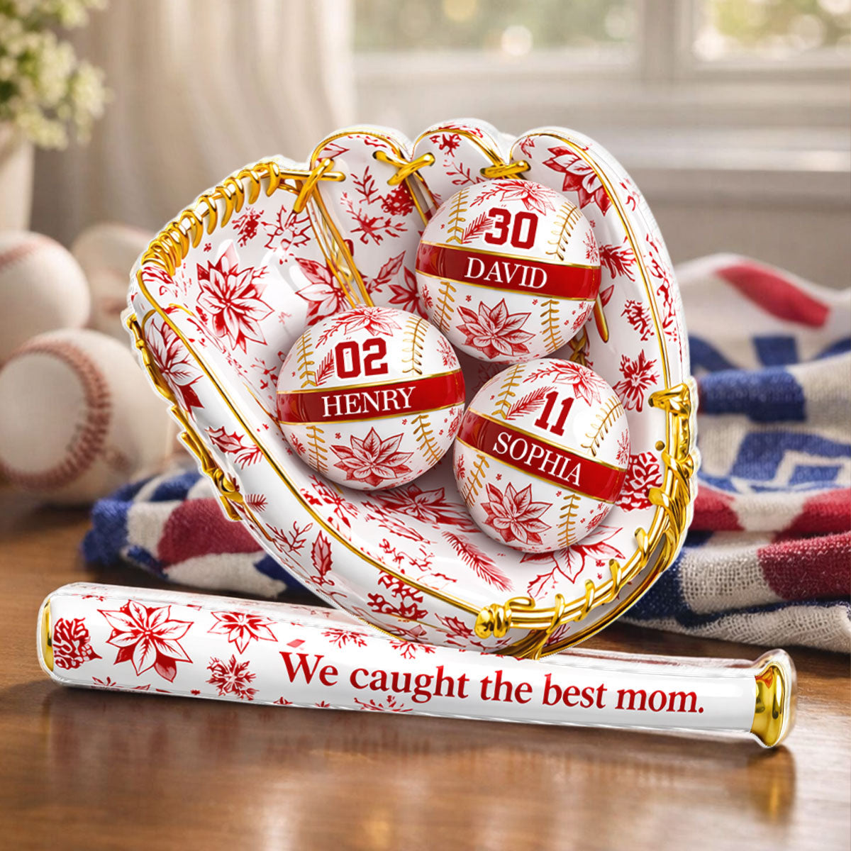 We Caught the Best Mom Toile De Jouy Pattern - Personalized Acrylic Block Plaque - Mother's Day Gift for Mom, Wife