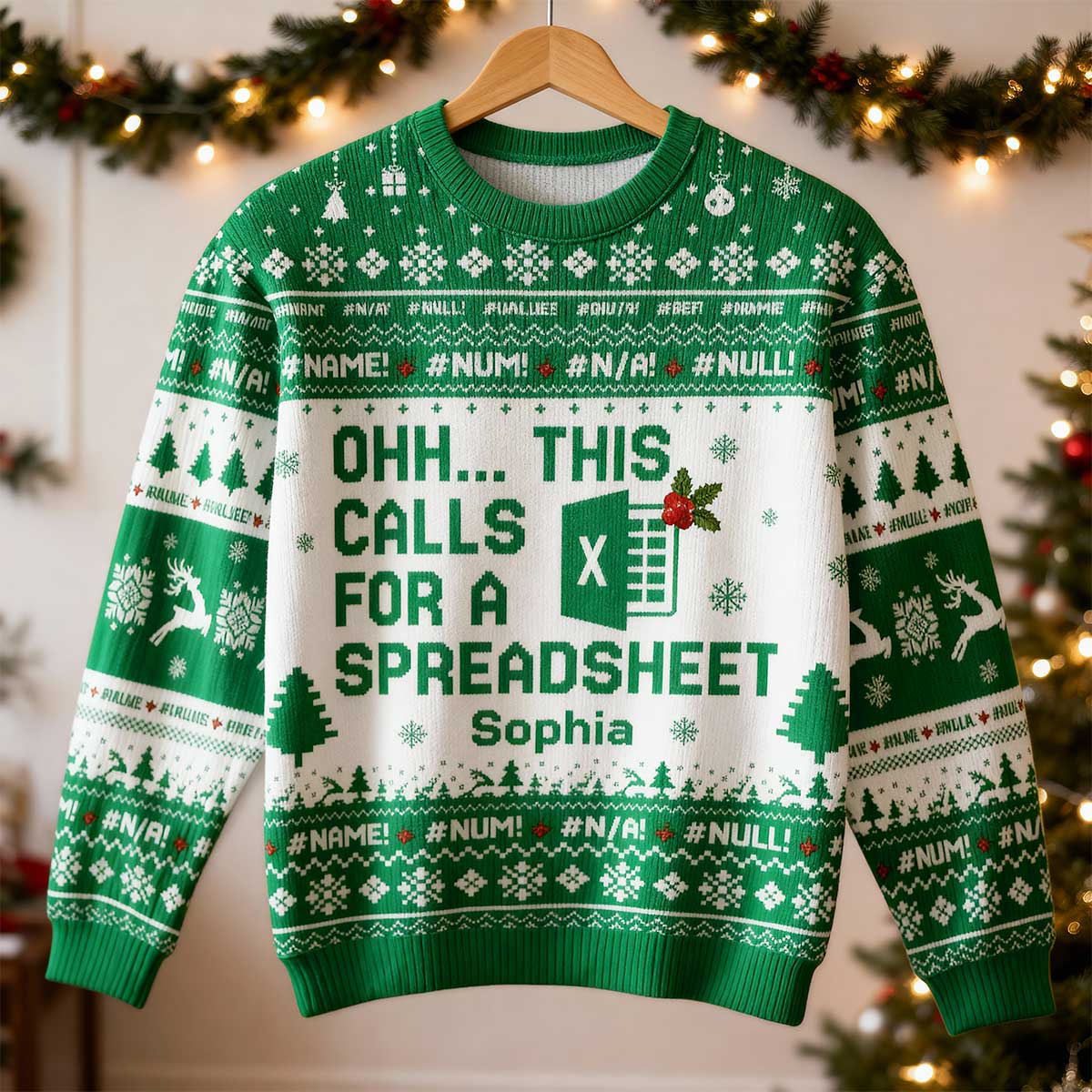 This Calls For A Spreadsheet - Personalized Faux Knitted Ugly Sweater - Funny Matching Shirt For Coworkers