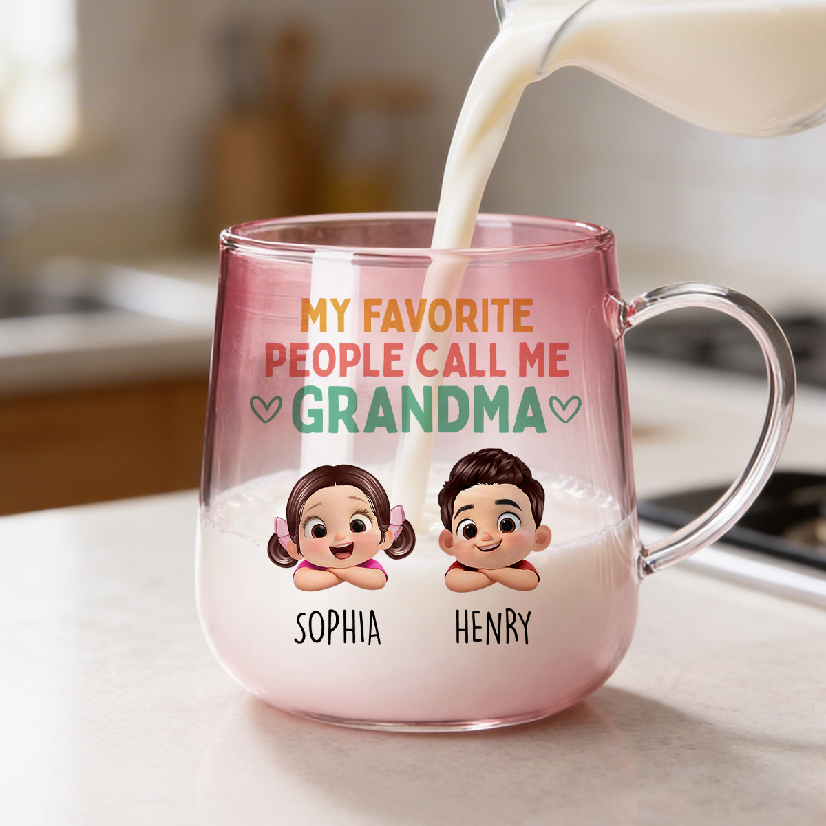 My Favorite People Call Me Grandma - Personalized Glass Mug - Heartfelt Mother's Day Gift for Grandma, Wife