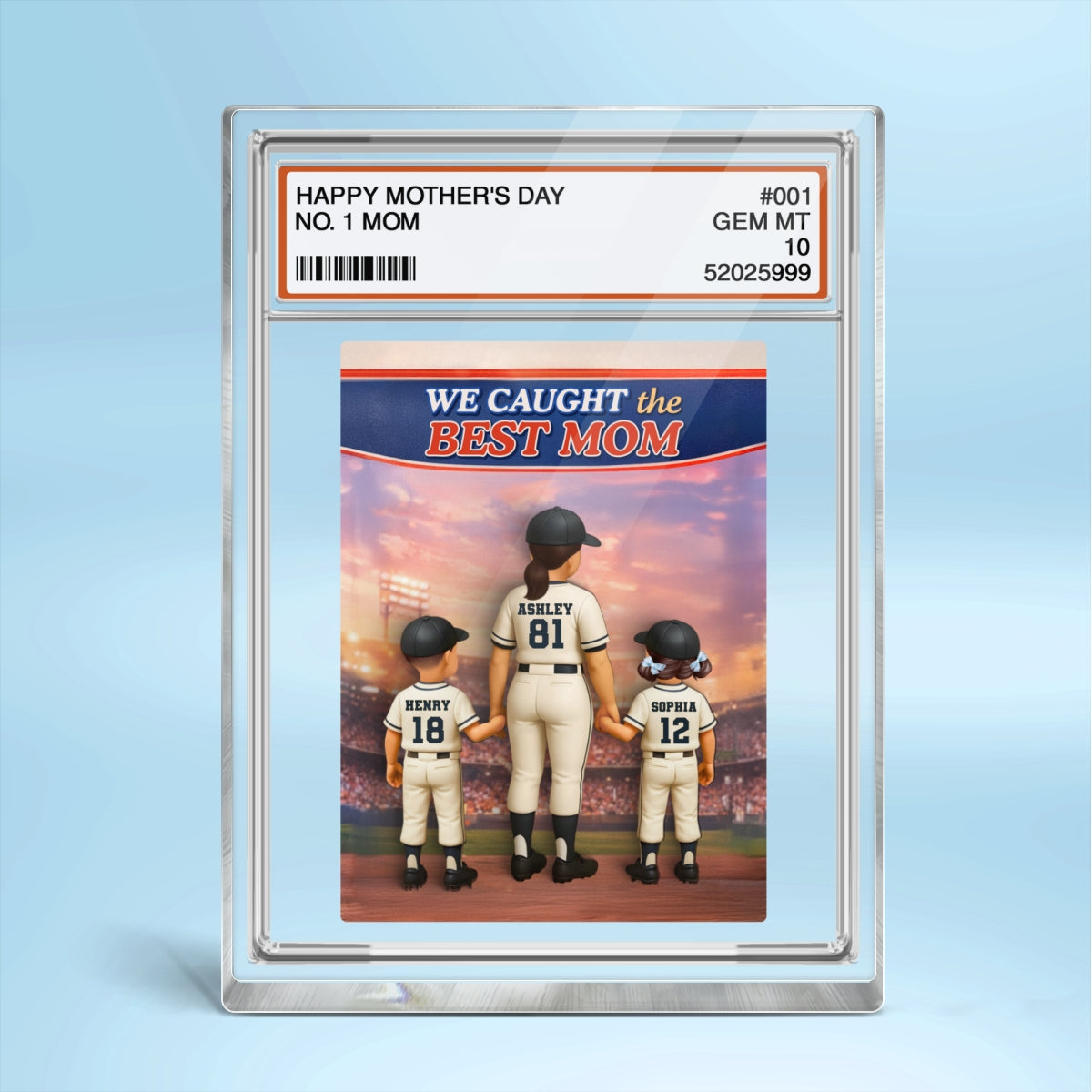 Baseball We Caught the Best Mom Custom Trading Card - Personalized Acrylic Block Plaque - Heartfelt Gift for Mom