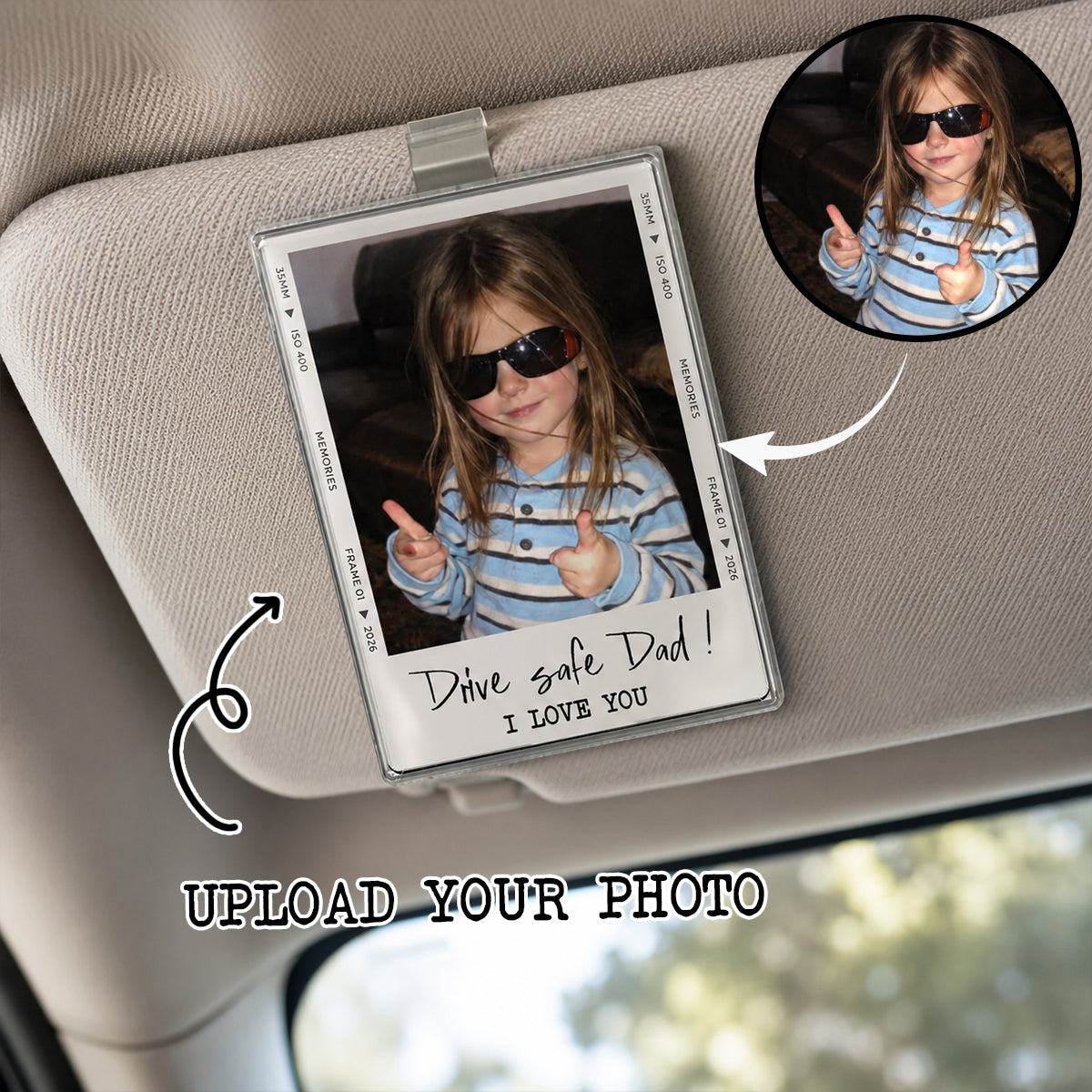 Father's Day Photo - Personalized Car Visor Clip - Gift for Dad, Husband