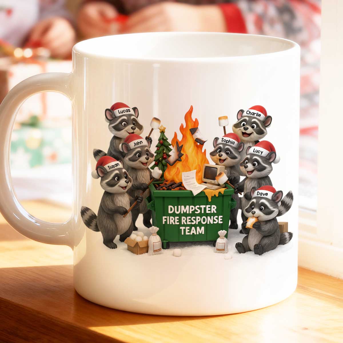 Funny Raccoon Dumpster on Fire Response Team - Personalized Mug - Funny Holiday Gift for Coworkers