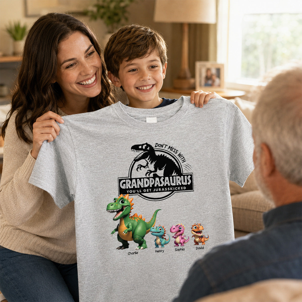 Don't Mess With Grandpasaurus - Personalized Shirt - Father's Day Gift For Grandpa, Dad, Husband