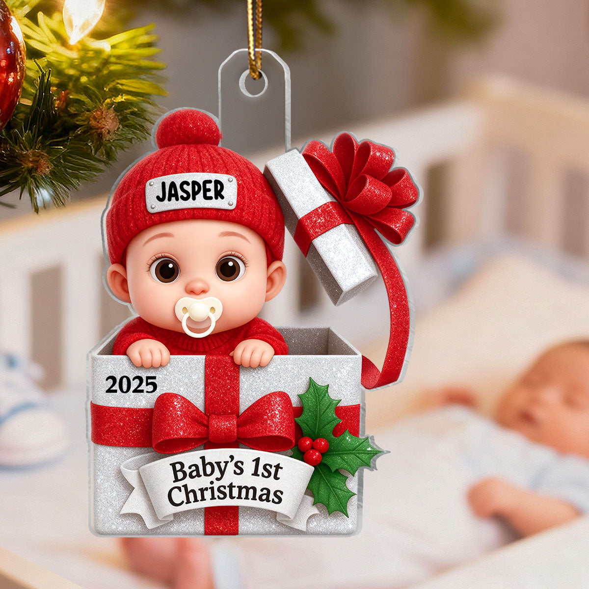 3D Shining Effect Baby's First Christmas - Personalized Acrylic Ornament