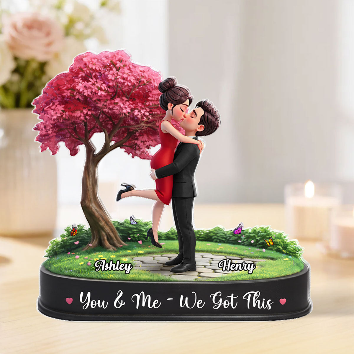 My Favorite Place is Inside Your Hug Couple Kissing - Personalized Acrylic Block Plaque - Valentine's Day Gift for Her, for Him