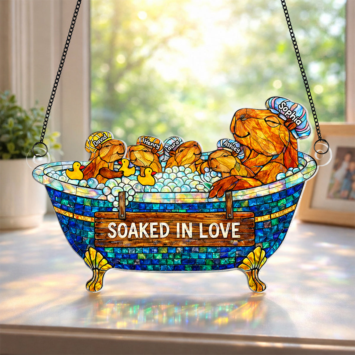 Cute Water Critter Mom - Personalized Suncatcher - Gift For Mom, Grandma