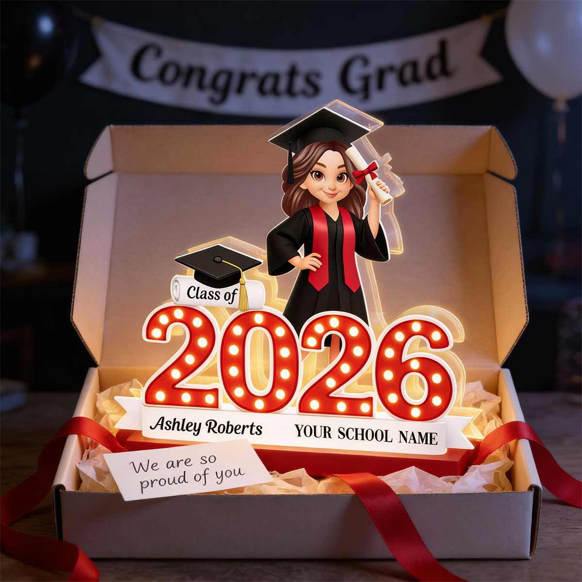 Congratulation Class Of Graduation Senior - Personalized Light Box - Gift For Graduation Day, Graduation Gift, Keepsake