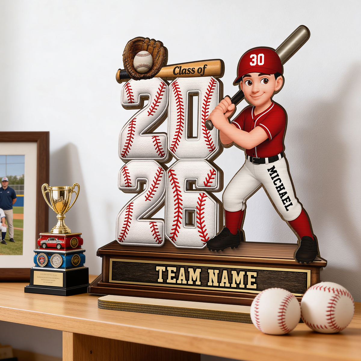 Baseball Senior Class Of 2026 2027 - Personalized 2-Layered Wooden Plaque - Graduation Gift For Son, Daughter, Graduates