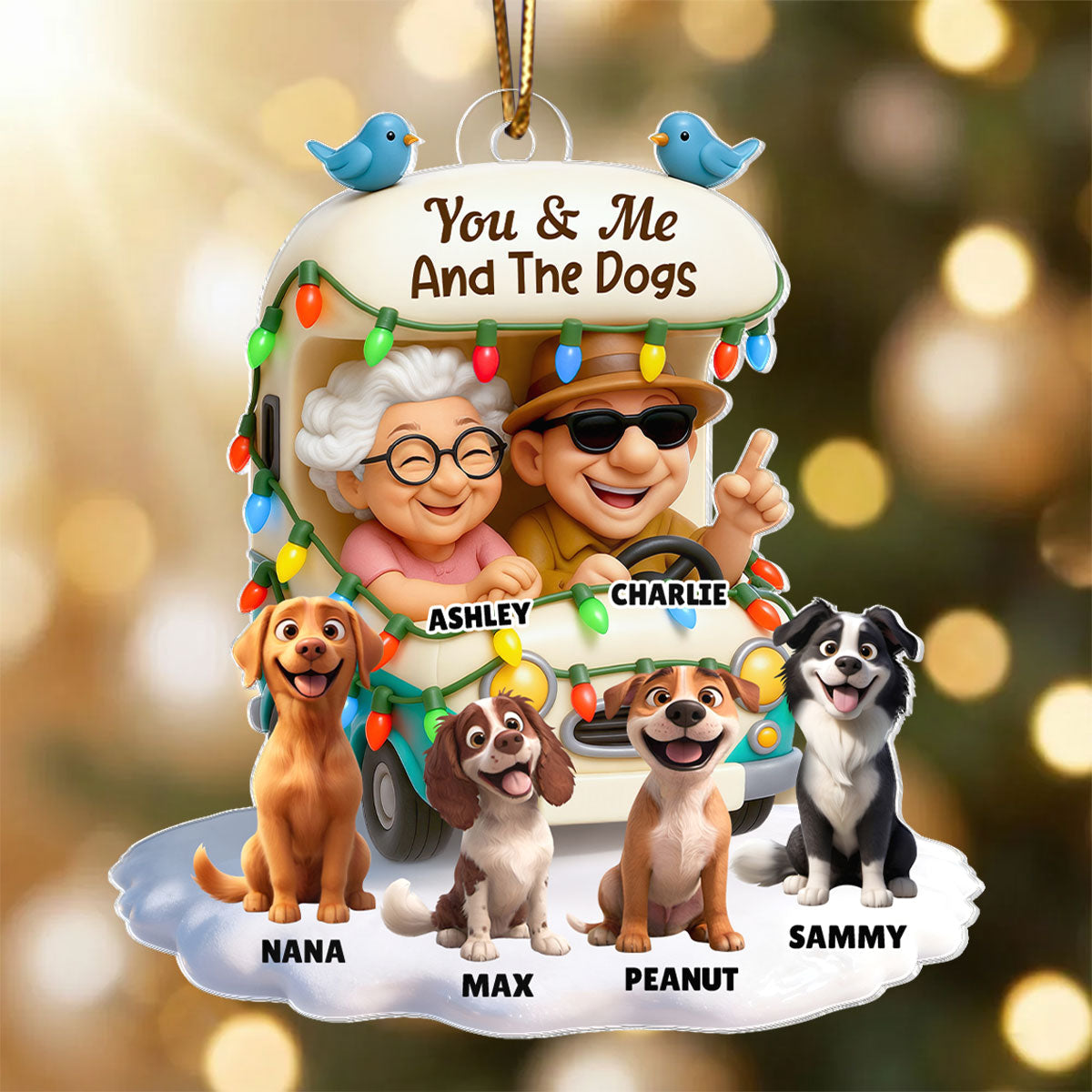 You & Me And The Dogs Let's Go Camping - Personalized Acrylic Ornament - Christmas Gift For Him, For Her, For Couple