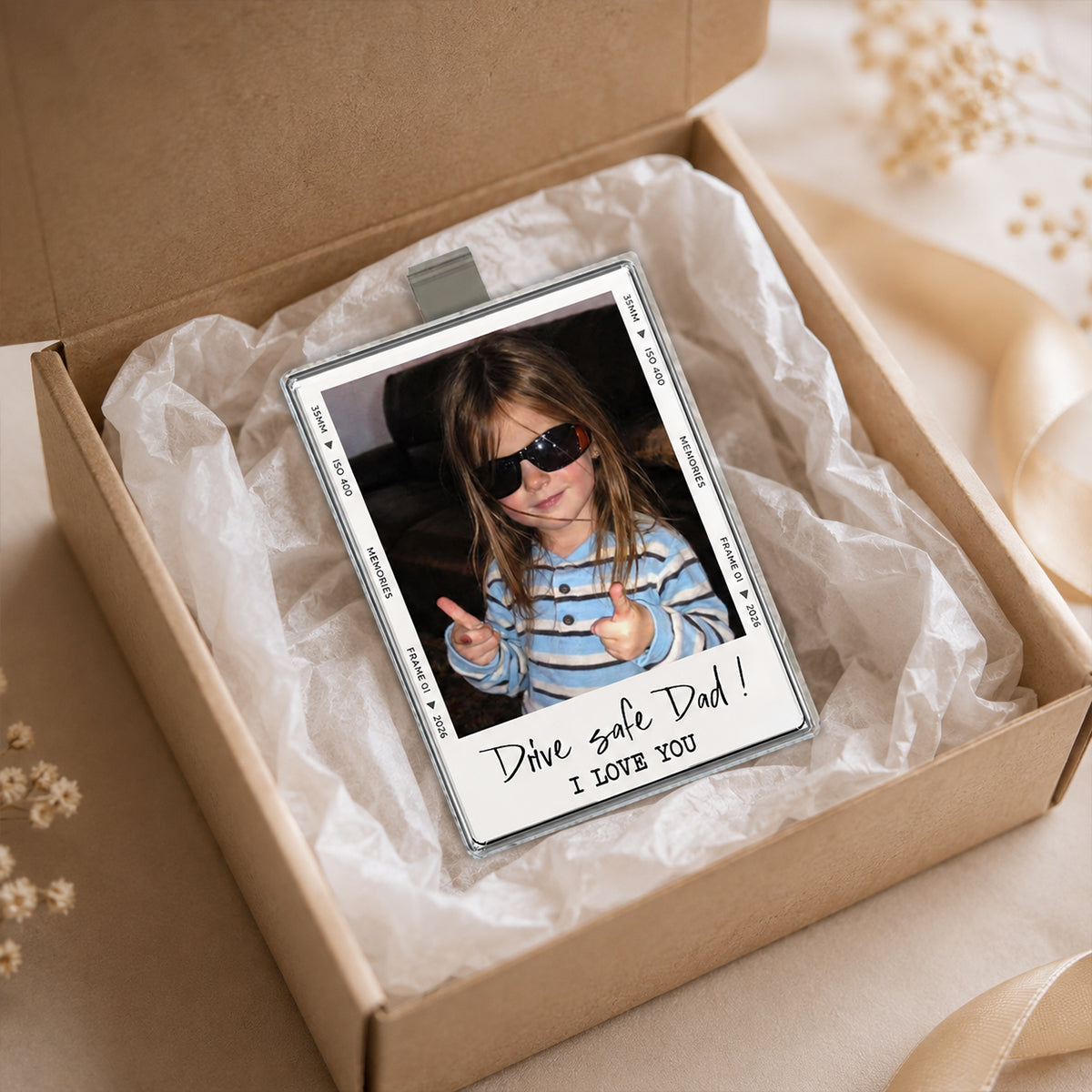 Father's Day Photo - Personalized Car Visor Clip - Gift for Dad, Husband