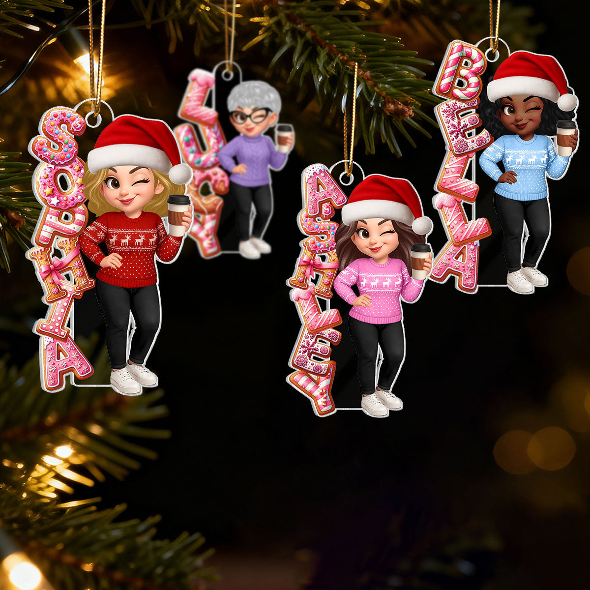 Custom Name Gingerbread Alphabet - Personalized Acrylic Ornament - Christmas Gift for Besties